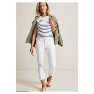 Tommy Bahama Womens Leila Mid-Rise Slim Boyfriend Jeans in White Size 6